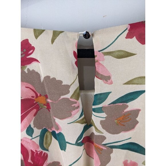 Floral Midi Dress With Elastic Waist Short Sleeves & Back Button Closure Size 18 - Picture 4 of 6